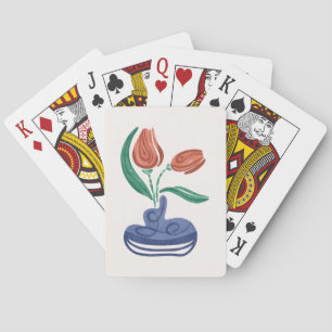 Moderne Vase mit Tulips   Floral Still Life Art Spielkarten