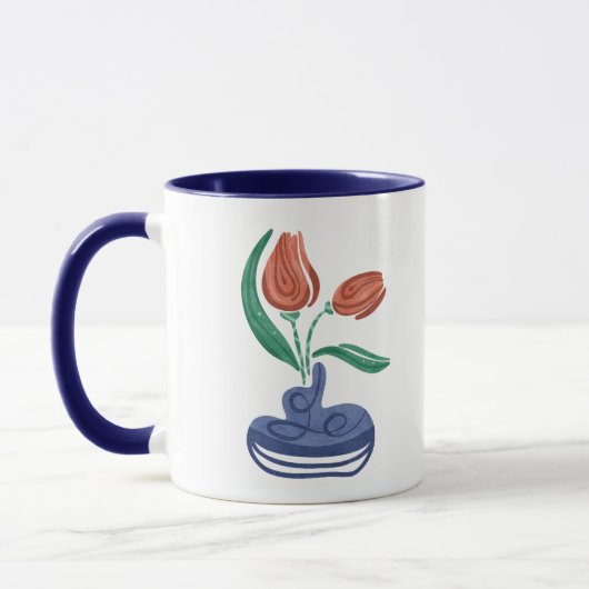 Moderne Vase mit Tulips | Floral Still Life Art Tasse (Links)