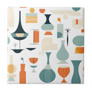 Moderne Vase Mitte des Jahrhunderts Form auf Weiß Fliese