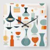 Moderne Vase Mitte des Jahrhunderts Form auf Weiß Quadratische Wanduhr (Vorderseite)