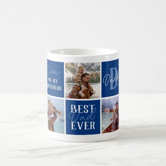 Moderne Vater Blue Foto Collage Kaffeetasse (Mittel)