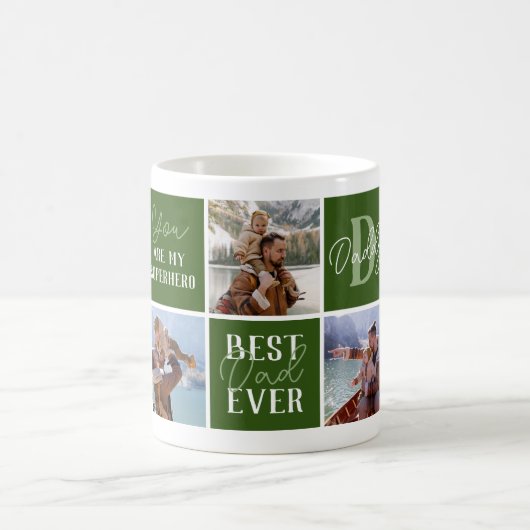 Moderne Vater-Grüne FotoCollage Kaffeetasse (Mittel)