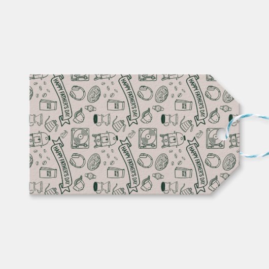 Moderne Vater-Tag-Doodle-Schablone Millennial-Dad Geschenkanhänger (Vorderseite (Horizontal))