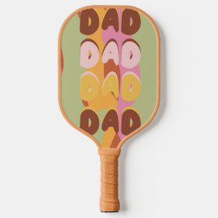 Moderne Vatertag Retro-Muster Dad-Botschaft Foto Pickleball Schläger