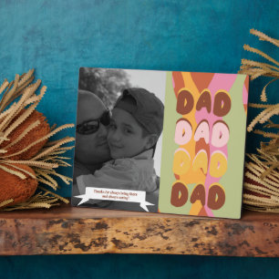Moderne Vatertag Retro-Muster Dad-Nachricht Foto Fotoplatte