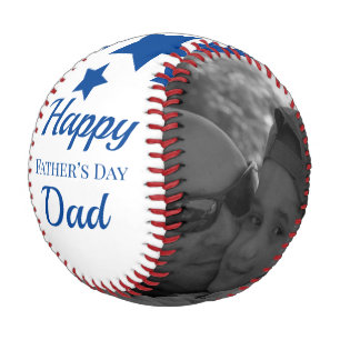Moderne Vatertag-Vater-Foto-Stars Blau Baseball