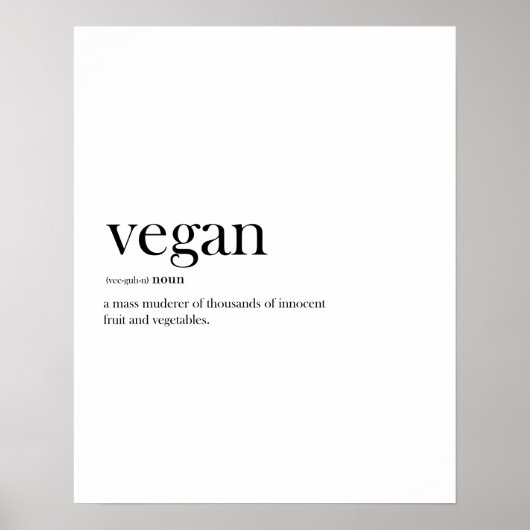 Moderne Vegane, lustige Definitionstypografie Poster (Vorne)