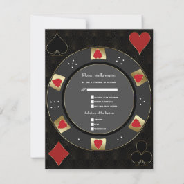 Moderne Vegas Casino Gold Poker Chip Hochzeit RSVP Karte