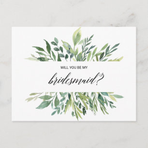 Moderne Vegetation Botanisches Foliage Bridesmaid Einladungspostkarte