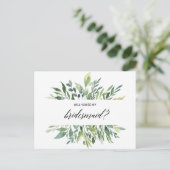 Moderne Vegetation Botanisches Foliage Bridesmaid Einladungspostkarte (Stehend Vorderseite)