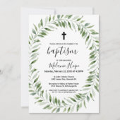 Moderne Vegetation Einfache Cross-Baptismus Einladung (Vorderseite)