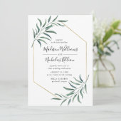 Moderne Vegetation | Geometrische Rahmen-Hochzeite Einladung (Stehend Vorderseite)