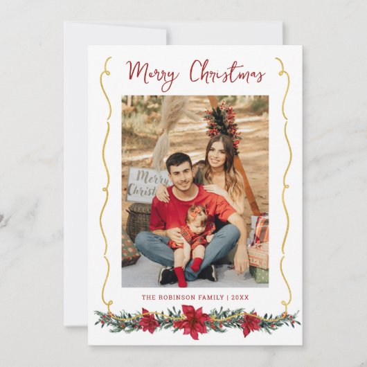 Moderne Vegetation Gold Frohe Weihnachten 1 Foto (Vorderseite)