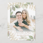 Moderne Vegetation mit Gold Save The Date (Vorne/Hinten)