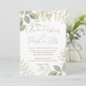 Moderne Vegetation mit Goldene Hochzeit Einladung (Stehend Vorderseite)