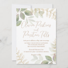 Moderne Vegetation mit Goldene Hochzeit Einladung