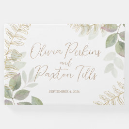 Moderne Vegetation mit Goldene Hochzeit Gästebuch