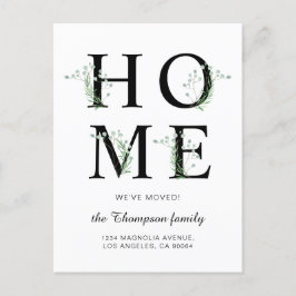 Moderne Vegetation Neue Zuhause Wir haben uns bewe Ankündigungspostkarte