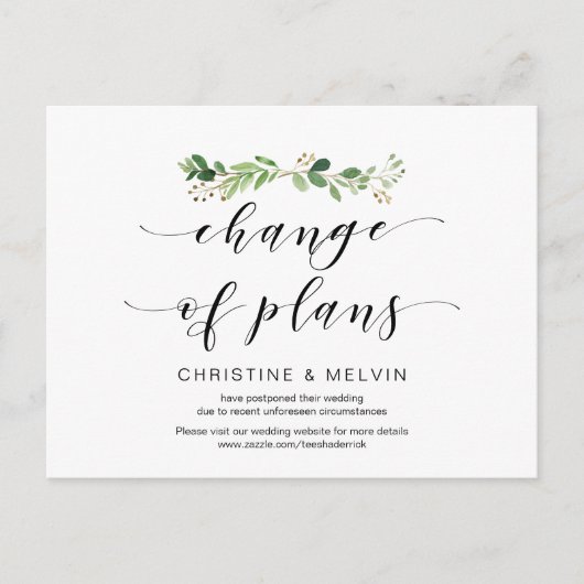 Moderne Vegetation, Planänderung verschoben Postkarte (Vorderseite)