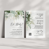 Moderne Vegetation und Gold in einer Babydusche Einladung