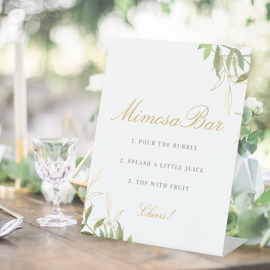 Moderne Vegetation und Gold Mimosa Bar Sockelschild