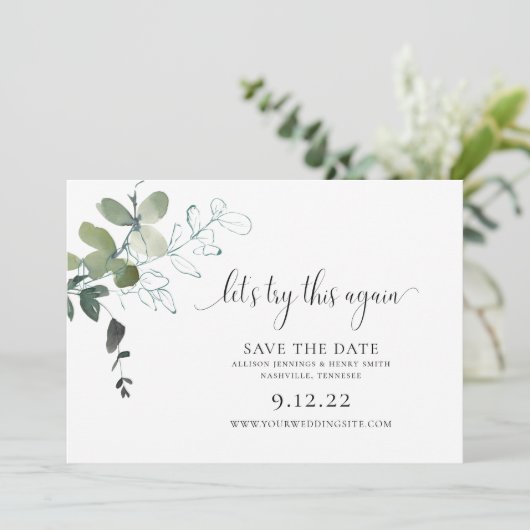 Moderne Vegetation verändern das Datum Hochzeit Re Save The Date (Stehend Vorderseite)