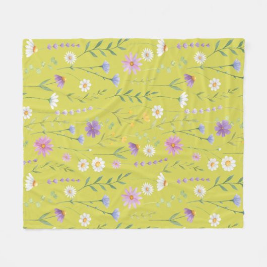 Moderne Vegetation Wasserfarben Rustikale Botanisc Fleecedecke (Vorderseite (Horizontal))