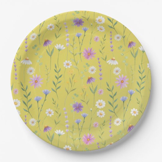 Moderne Vegetation Wasserfarben Rustikale Botanisc Pappteller (Vorderseite)