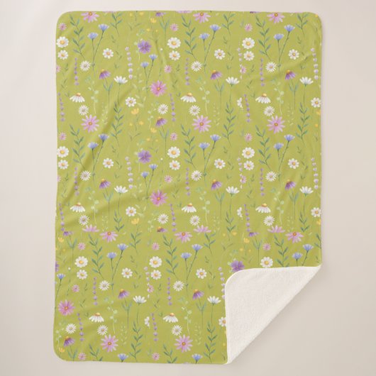 Moderne Vegetation Wasserfarben Rustikale Botanisc Sherpadecke (Vorderseite)