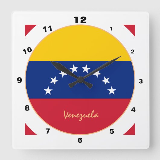 Moderne venezolanische Flagge, Venezuela Zuhause / Quadratische Wanduhr (Vorderseite)