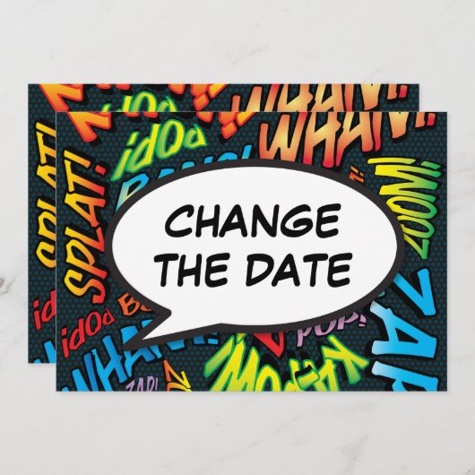 Moderne Veränderung des Datums Spaß-Sprechblase Save The Date (Vorne/Hinten)