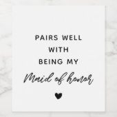 Moderne verbindet sich gut mit meiner Trauzeugin Weinetikett (Einzelnes Label)