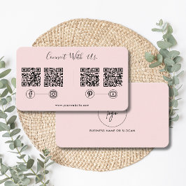 Moderne Verbindung mit QR Code Social Media rosa Visitenkarte