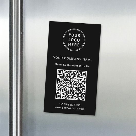 Moderne Verbindung mit unserem Logo QR Code Schwar Magnetische Visitenkarte