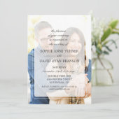 Moderne verblichene Foto Geometric Wedding Einladung (Stehend Vorderseite)