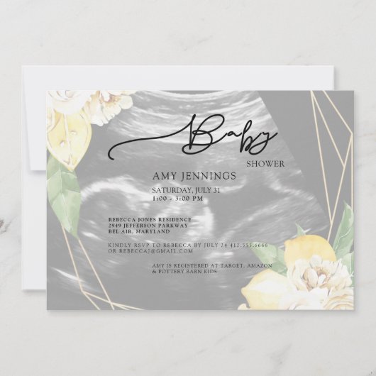 Moderne, verblichene Ultraschalldusche mit Blumenm Einladung (Vorderseite)