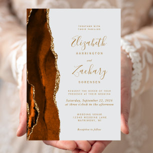 Moderne verbrannte Orange Gold Achat Blassgraue Ho Einladung
