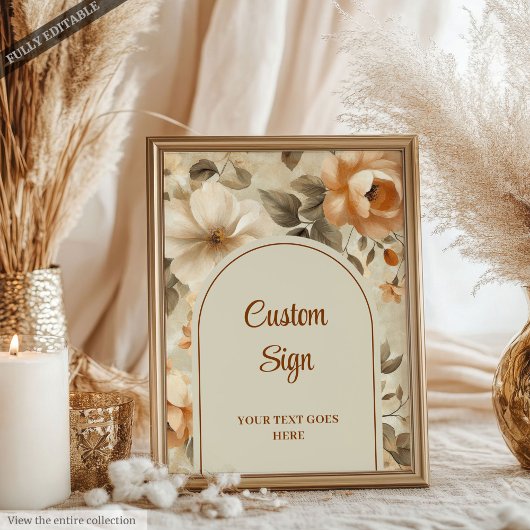 Moderne verbrannte Orange-Sage-Blumen-Hochzeit Poster