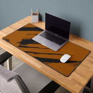 Moderne verbrannte Orange und schwarze Abstraktion Schreibtischunterlage