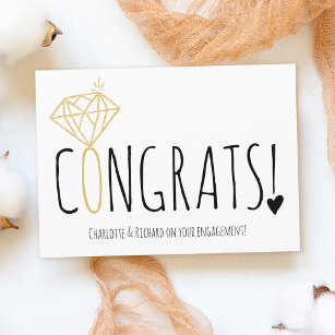 Moderne vergoldete Diamant-Glückwünsche Verlobung Karte