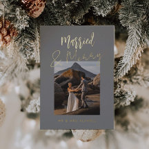 Moderne Verheiratet & Mercedes Foil Holiday Card