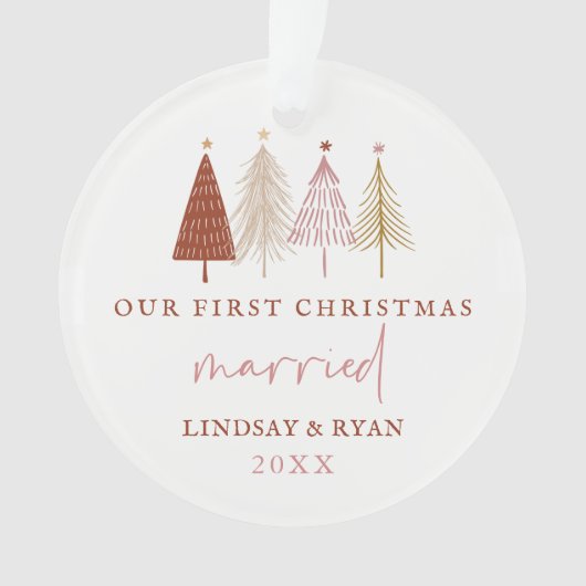 Moderne Verheiratete Neugeborene Ornament (Vorderseite)