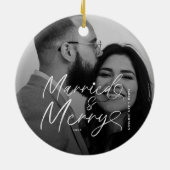 Moderne Verheiratete und frohe Weihnachtsschrift Keramik Ornament (Hinten)