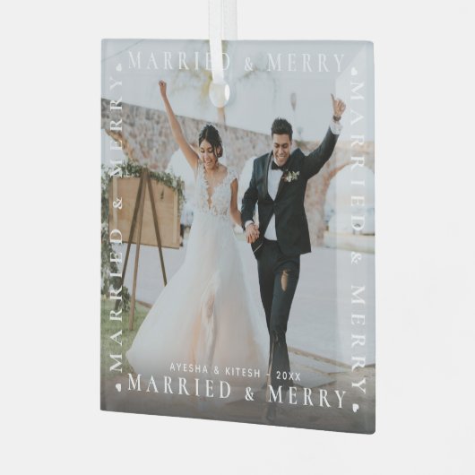 Moderne Verheiratete und komfortable Foto Glasdeko Ornament Aus Glas (Vorderseite links)