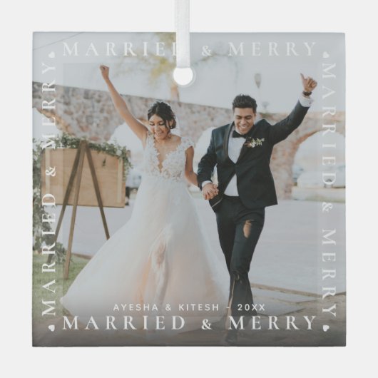 Moderne Verheiratete und komfortable Foto Glasdeko Ornament Aus Glas (Vorderseite)