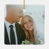 Moderne Verheiratete Weihnachten Neuvermählte Hoch Keramikornament (Rückseite)