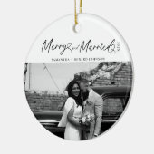 Moderne, Verheiratete Weihnachtsschrift Keramik Ornament (Links)