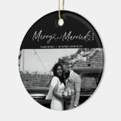 Moderne, Verheiratete Weihnachtsschrift Keramik Ornament (Links)