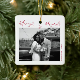 Moderne, Verheiratete Weihnachtsschrift Keramikornament