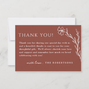 Moderne verkleidete Botanische Hochzeit Dankeschön Dankeskarte